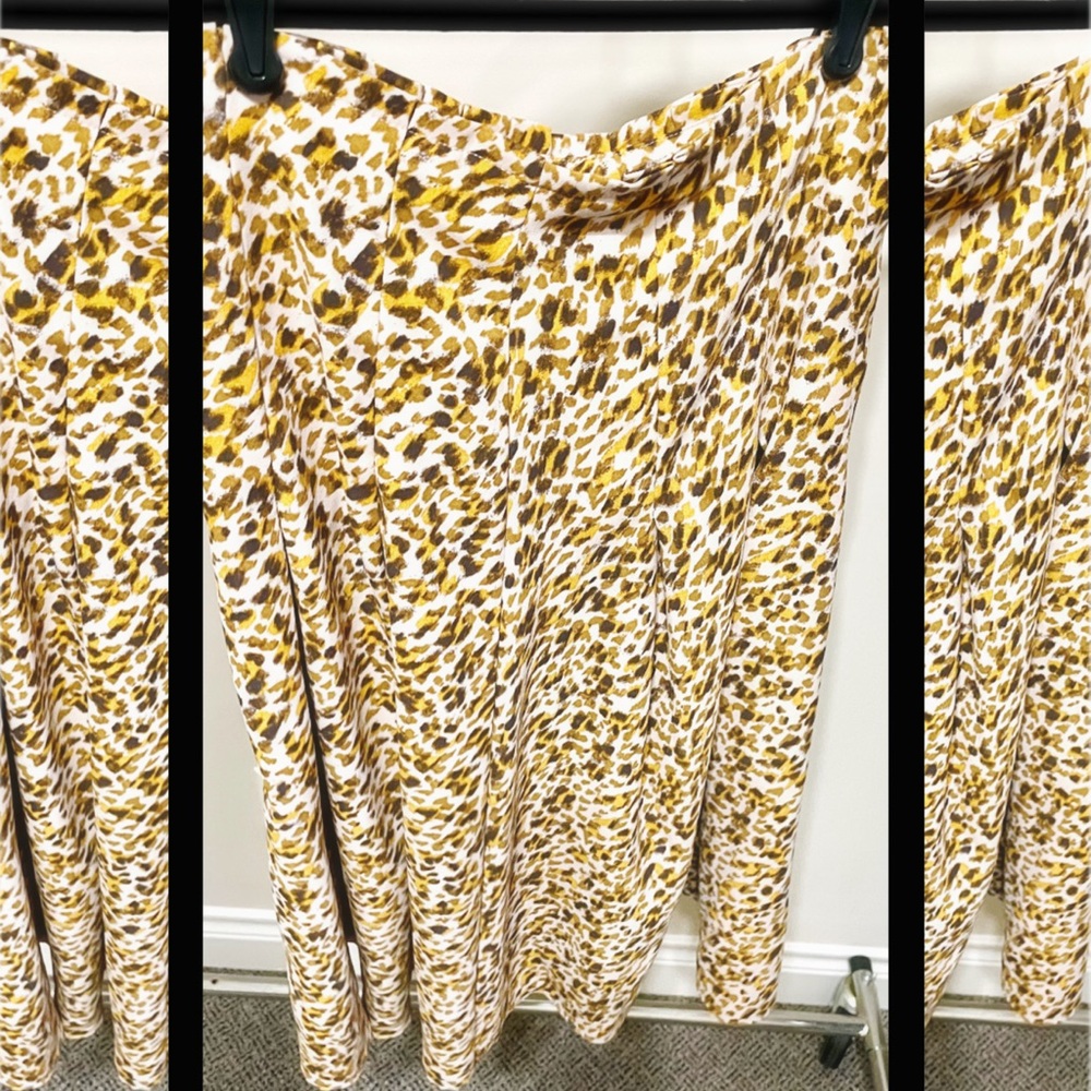 Ann Taylor A-Line Skirt in Yellow and Brown Print